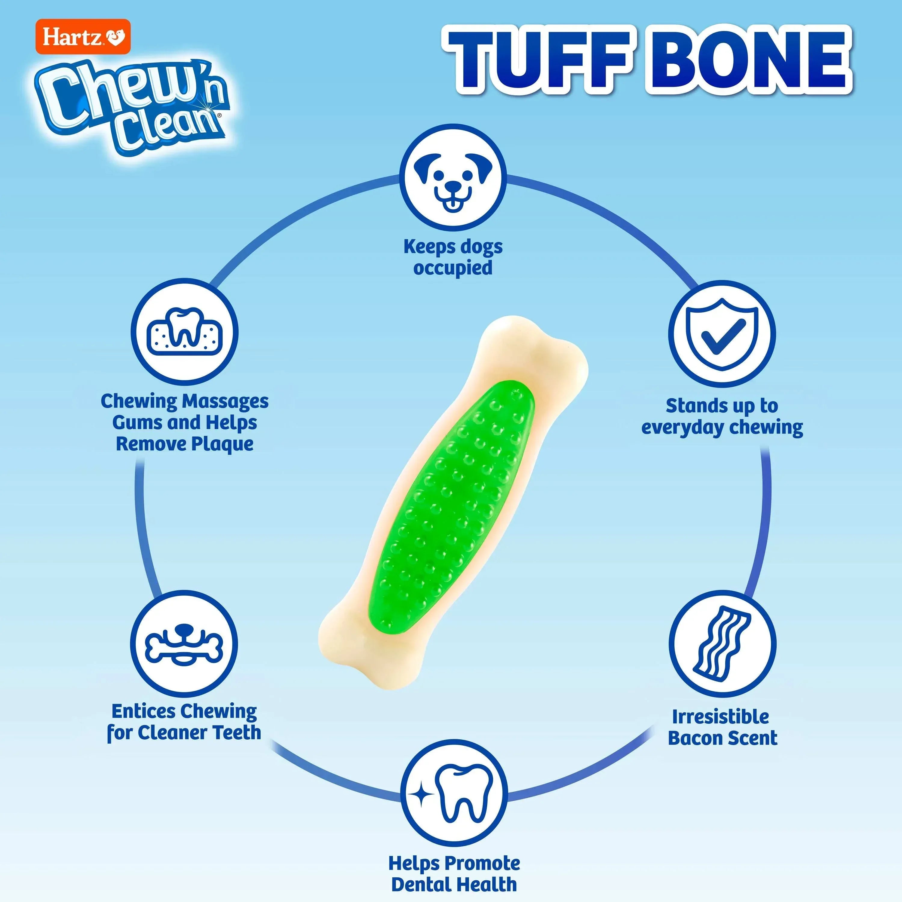 Hartz Chew n Clean Tuff Bone Dog Toy, Small, Color May Vary