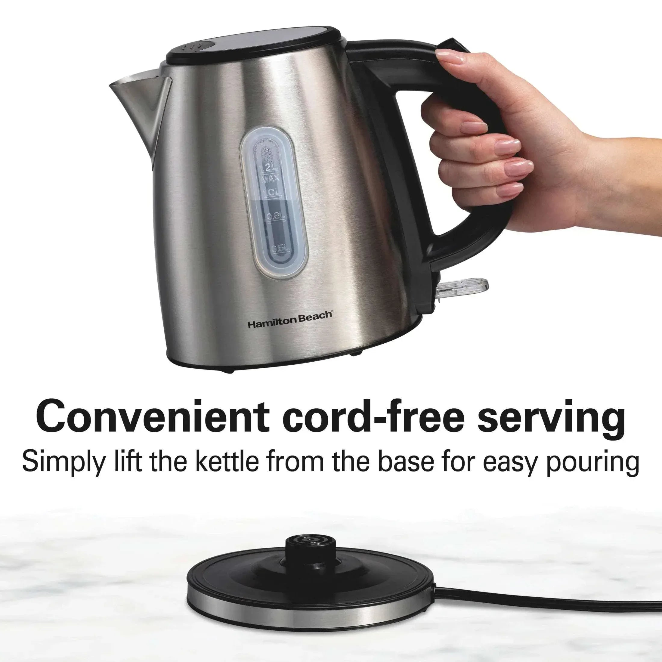 Hamilton Beach Stainless Steel Electric Kettle, Tea & Water Kettle, 1.2L, with Ultra-Fast Heating & Auto Shutoff