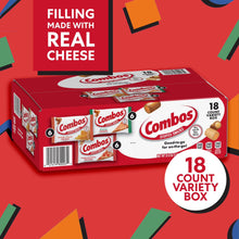 Combos 18-count variety box of stuffed pretzel snacks, with real cheese filling