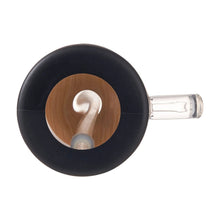 Black silicone tumbler base with bamboo lid insert and clear straw tube