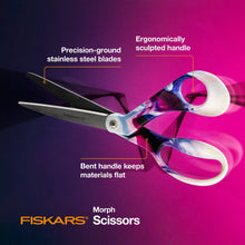 All-purpose scissors with sculpted handle and bent stainless blades