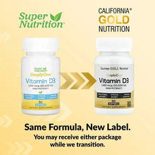 Vitamin D3 softgel bottles side by side with text about same formula, new label