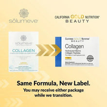 Collagen supplement packaging transition graphic, same formula new label