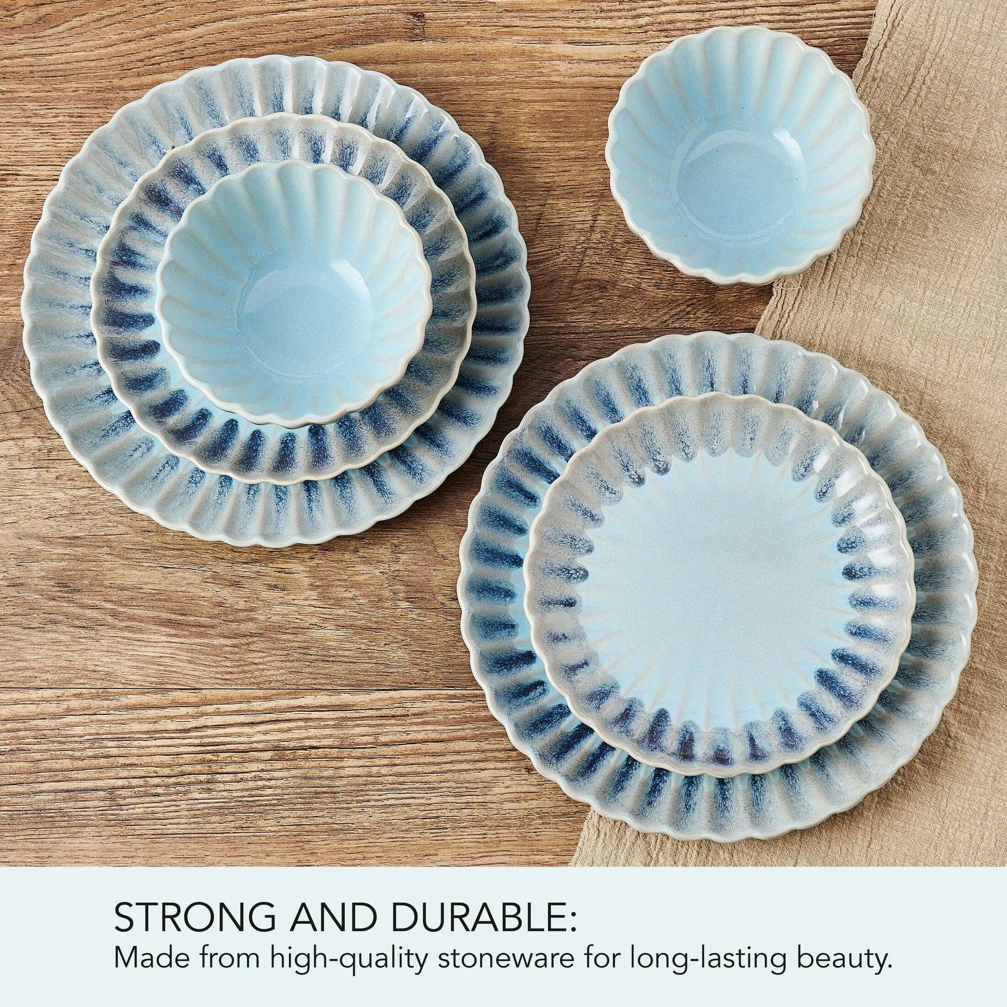 Pfaltzgraff Lucinda 12 Piece Stoneware Dinnerware Set Blue