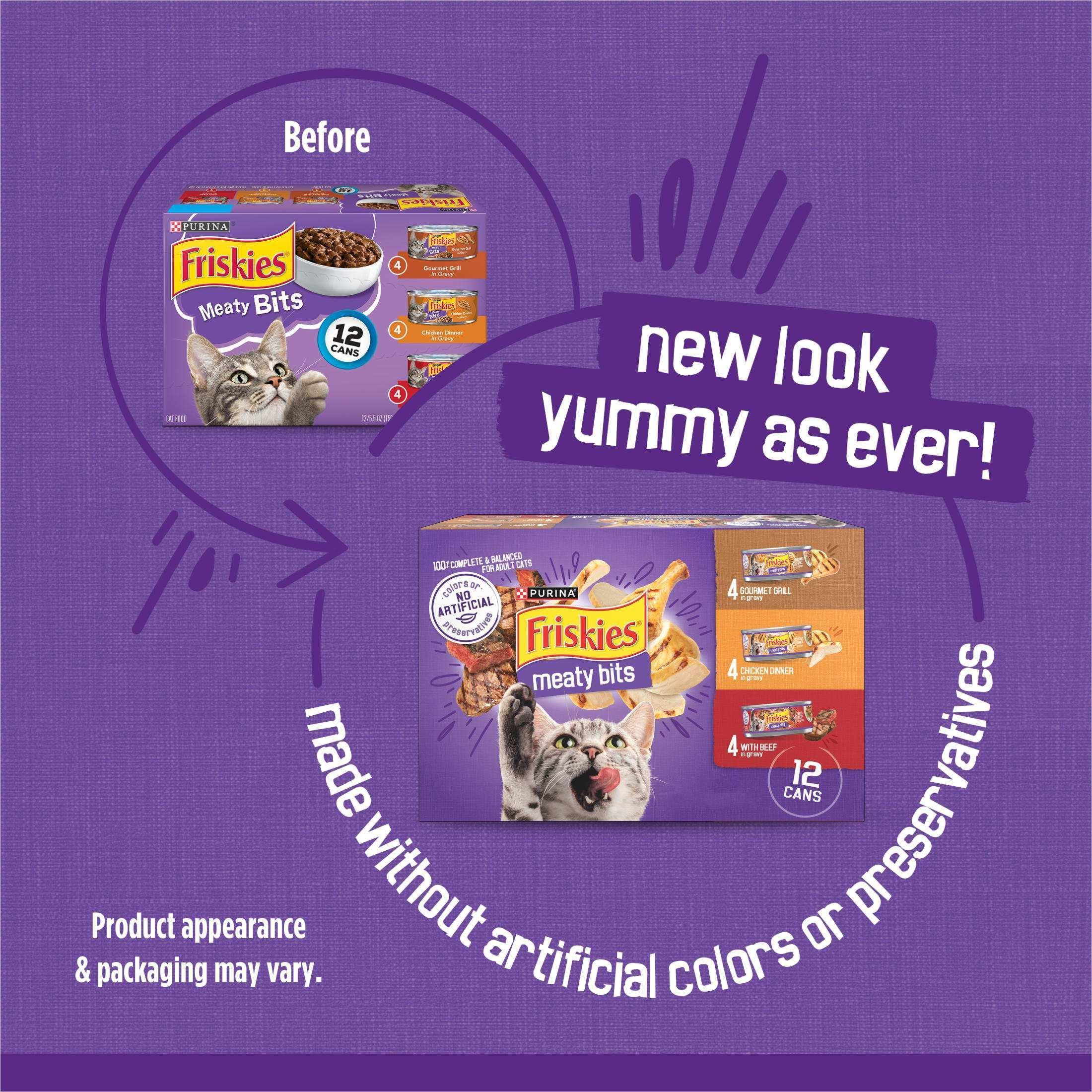 Friskies Gravy Variety Pack, Meaty Bits, Wet Cat Food, 12 Pack, 5.5 oz. Cans