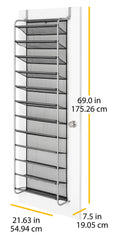 Mainstays Over-the-Door Hanging Shoe Rack, Fits up to 36 pairs, Space Saving, Mesh Lined Tear Resistant