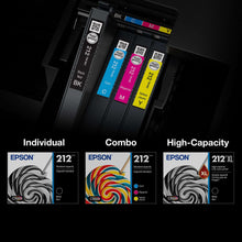 EPSON 212 Claria ink cartridges set: cyan, magenta, yellow, and black