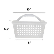 Small frosted shower caddy, 8 in W x 10 in L, white plastic basket