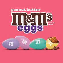Peanut Butter M&M's Eggs candy bag front with "m" pastel egg pieces