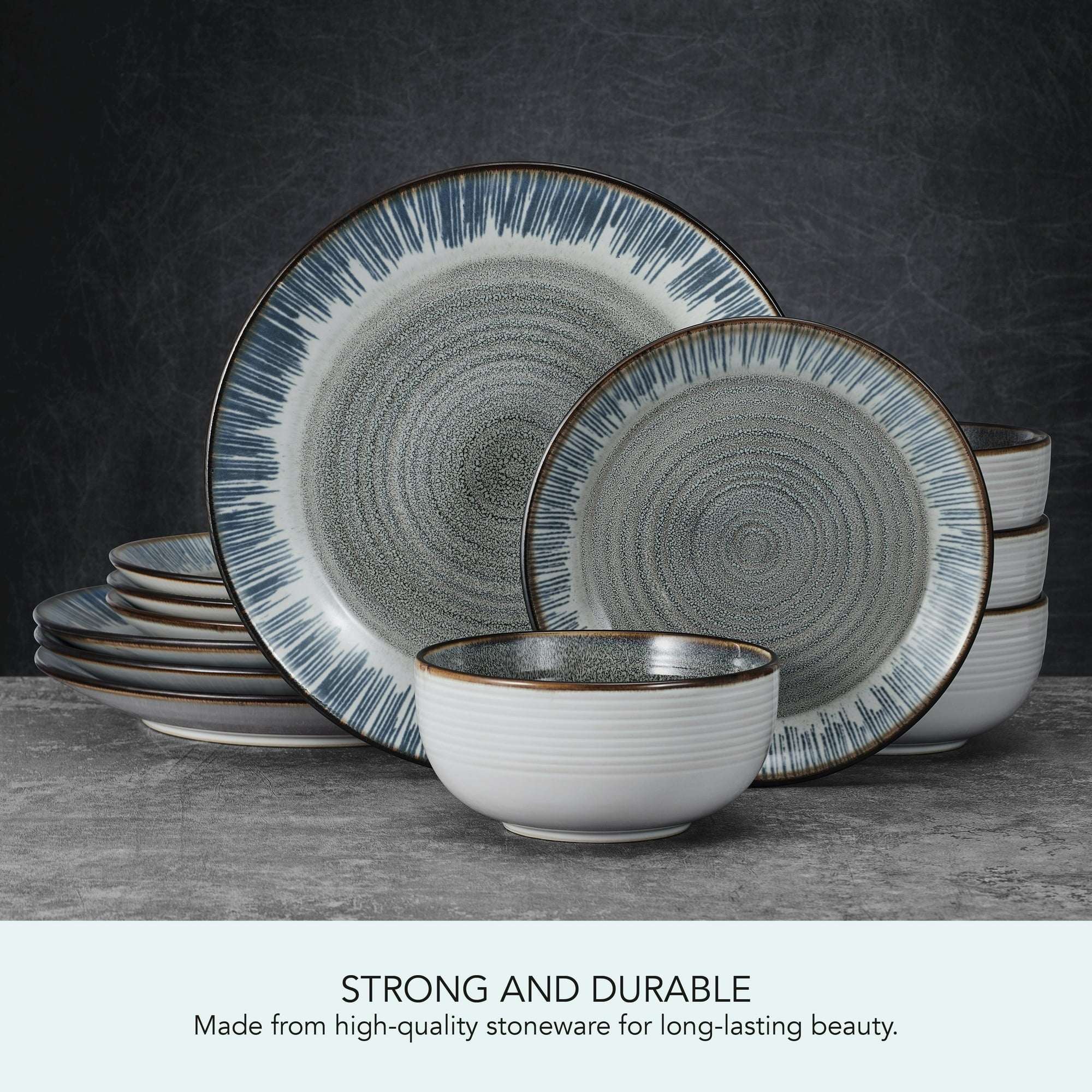 Pfaltzgraff Jaimie 12 Piece Stoneware Dinnerware Set Gray