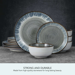 Pfaltzgraff Jaimie 12 Piece Stoneware Dinnerware Set Gray