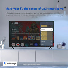 TV screen with Google TV smart home lighting control panel