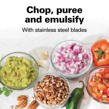 Chopped ingredients in small bowls: onion, puree, nuts, and diced tomato