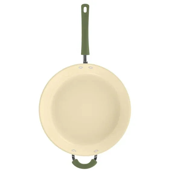Farberware Easy Clean 12.5 Inch Ceramic Nonstick Frying Pan / Skillet with Helper Handle, Dishwasher Safe, Green