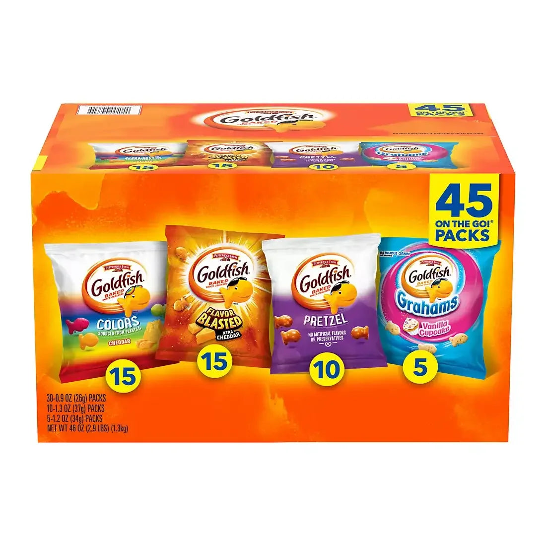 Goldfish Crackers Sweet & Savory Variety Pack Box, Single-Serve Snack Packs, 45 ct. - USA MEGA SHOP