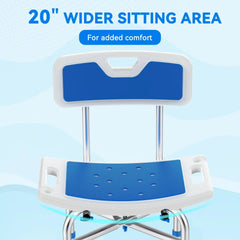 KEKOY Shower Chair with Back 500lb, Height Adjustable Bath Chair for Shower, Heavy Duty Bath Stool for Tub for Elderly, Senior, Handicap, Tool-Free Assembly