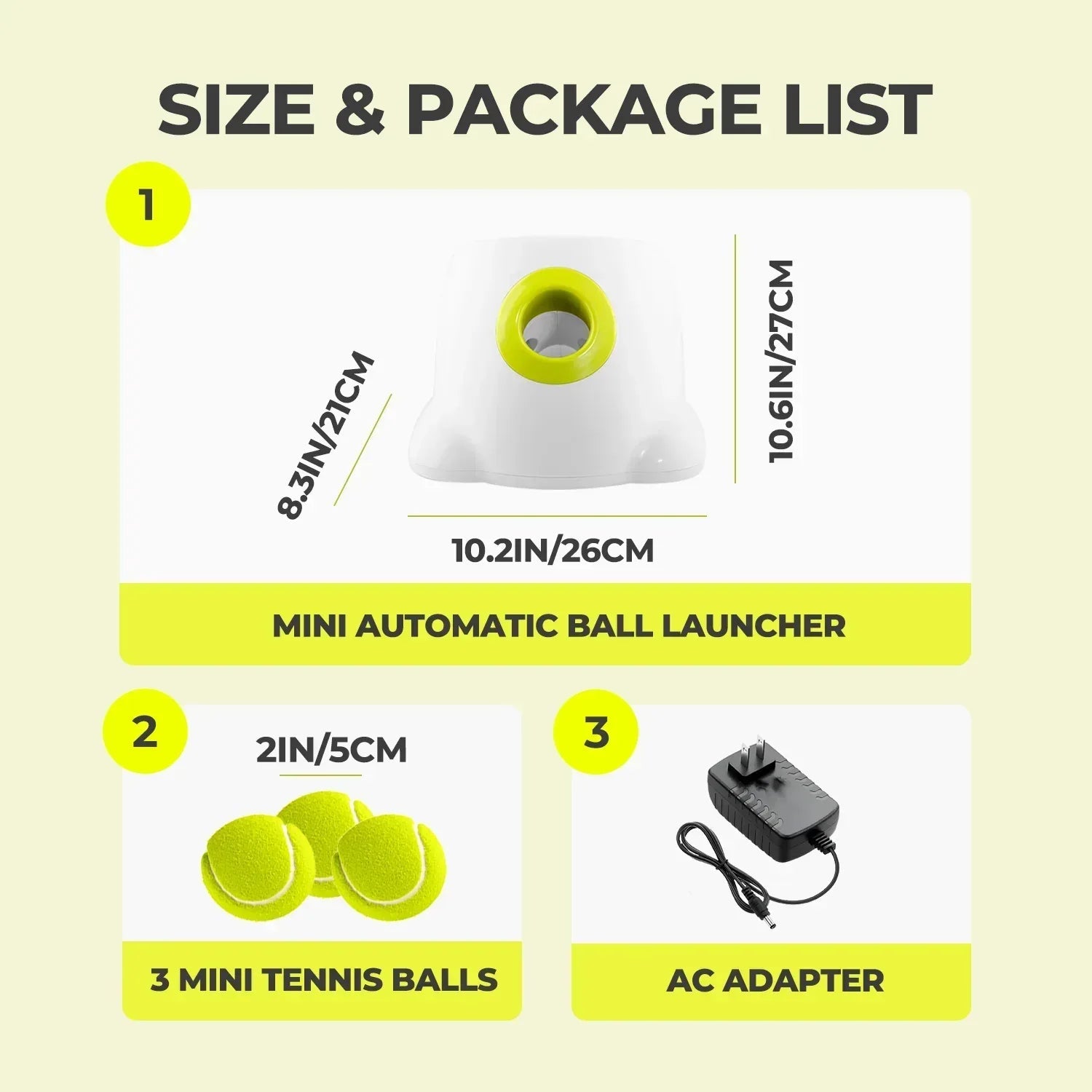 All For Paws Automatic Tennis Ball Launcher for Small to Medium Sized Dogs, 3 Balls Included, Mini