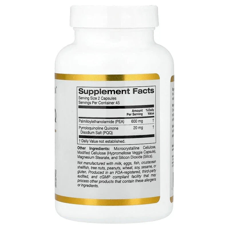 California Gold Nutrition, PEA 300 mg + PQQ 10 mg, 90 Veggie Capsules - USA MEGA SHOP