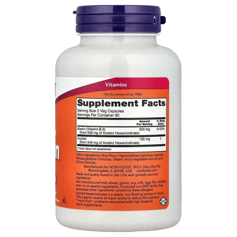 NOW Foods, Flush-Free Niacin, Veg Capsules