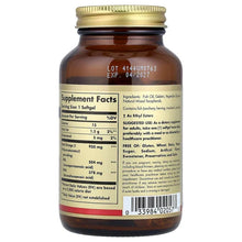 Solgar Omega-3 950 mg softgels bottle, back label with Supplement Facts