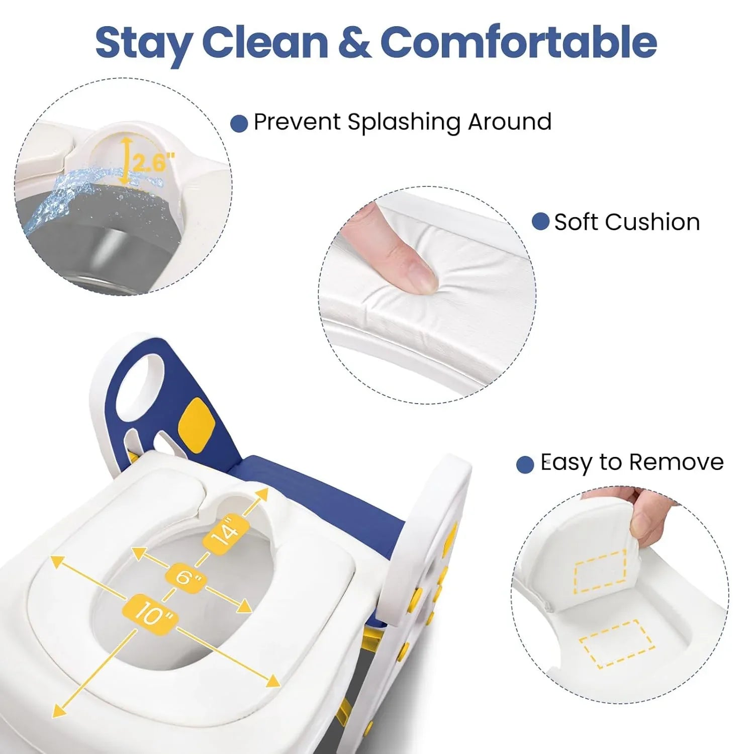 Primlect Potty Training Toilet Seat, 2 in 1 with Ladder, Adjustable Height ,for Ages 1-3, Blue - USA MEGA SHOP