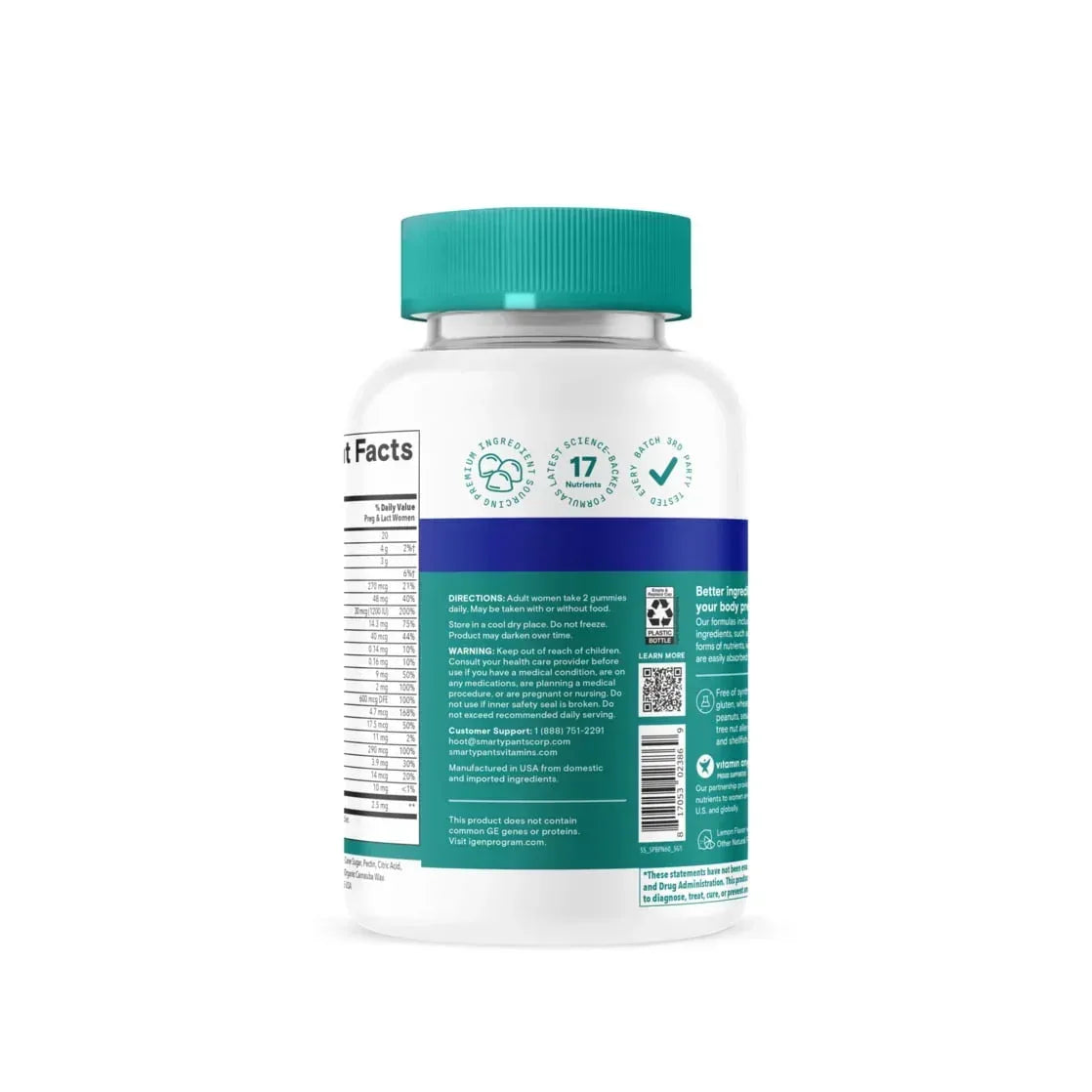 SmartyPants Prenatal Multivitamin Gummies, Folate, Wellness Supplement for Women, B12 & D3, 60 ct
