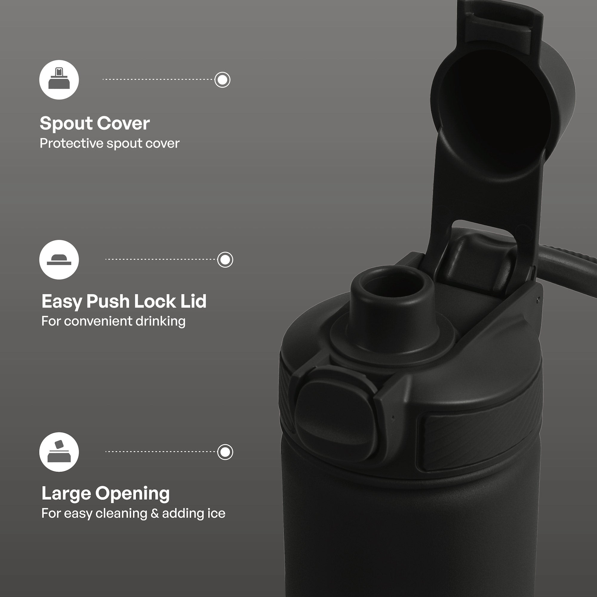 TAL 28oz Stainless Steel Ranger Push Lock Lid Water Bottle, Black