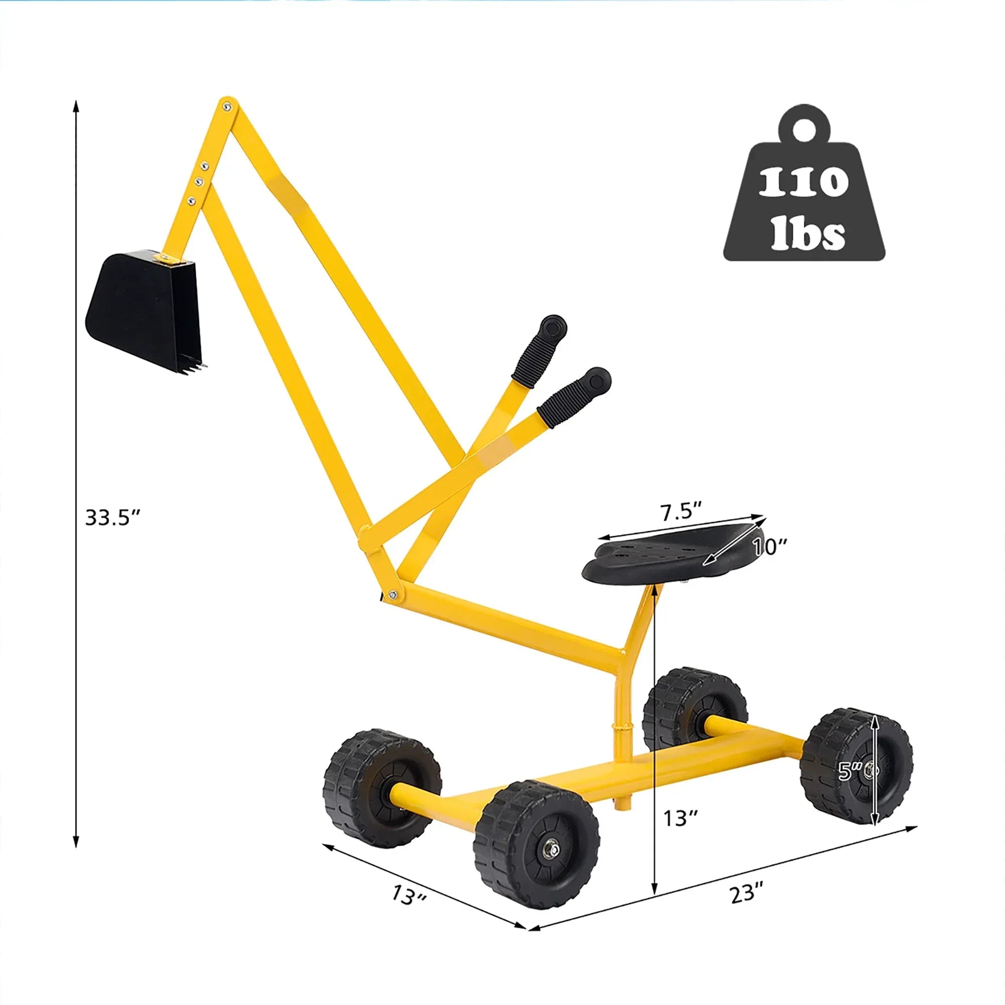 Costway Heavy Duty Kid Ride-on Sand Digger Digging Scooper Excavator for Sand Toy Yellow - USA MEGA SHOP