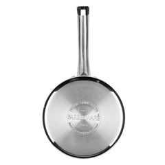 Farberware Luster 3 Quart Stainless Steel Straining Saucepan with Pouring Spout and Lid, Induction Compatible, Dishwasher Safe, Metal Utensil Safe , Oven Safe to 500°F, White
