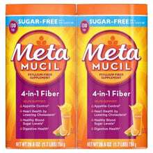 Sugar-free 4-in-1 psyllium fiber supplement boxes, orange flavor, 2 pack