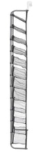 Over-the-door shoe rack, tall vertical mesh pockets with silver frame and top hook