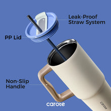 Insulated tumbler with non-slip handle, leak-proof straw lid and straw