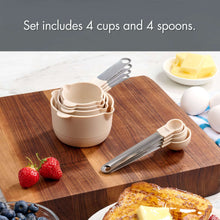 Light gray measuring cup set with stainless steel measuring spoons