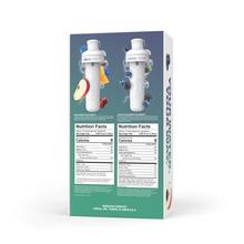 Starter kit box back with two flavor cartridges shown and nutrition facts panels