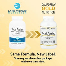 Total Amino supplement bottles showing same formula with new label transition