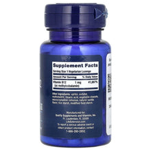 Vitamin B12 methylcobalamin 1 mg bottle, Supplement Facts panel on back label