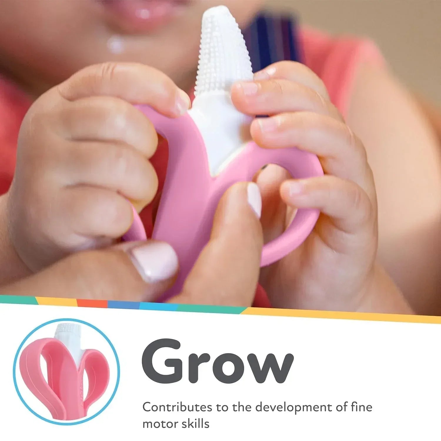 Nuby NanaNubs Banana Massaging Toothbrush for Infants, Pink