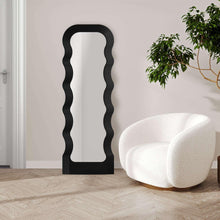 Large floor mirror with black wavy frame