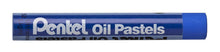 Pentel Oil Pastels stick in blue sleeve, horizontal view