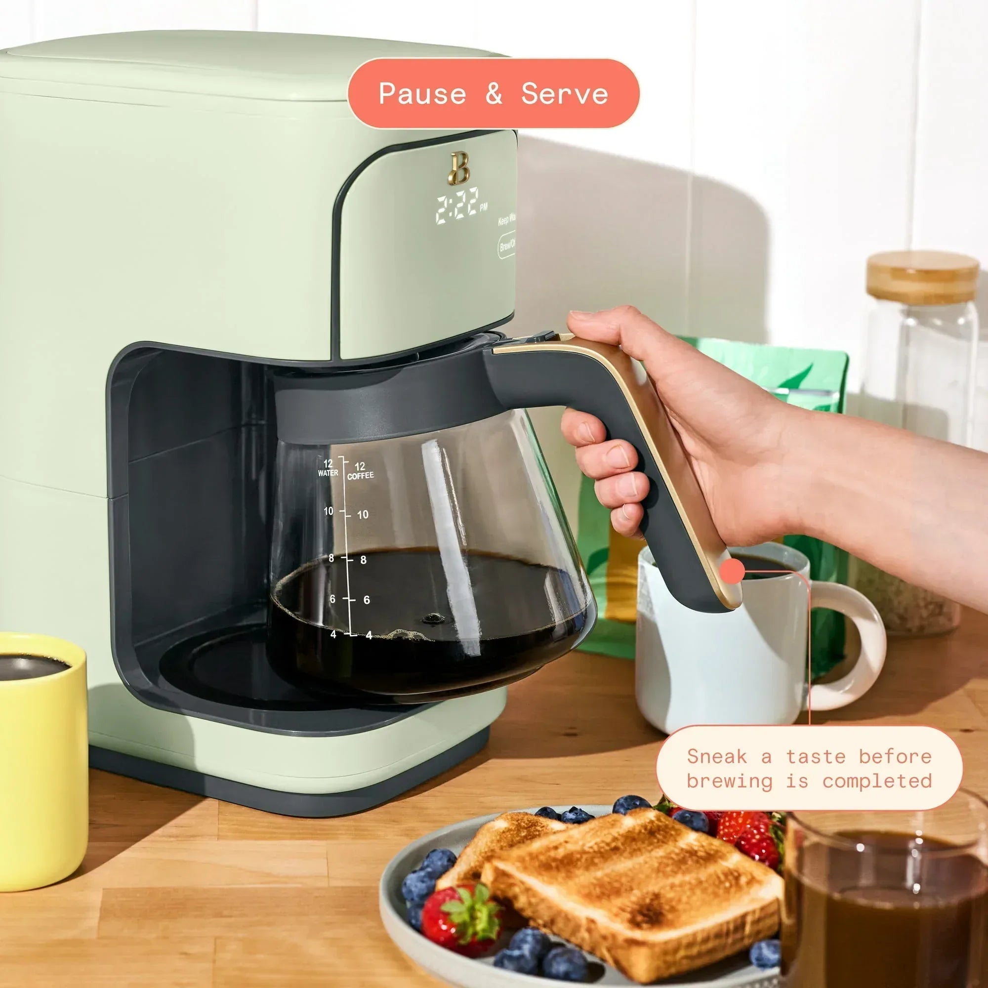 Beautiful 12 Cup Programmable Coffee Maker, White Icing by Drew Barrymore