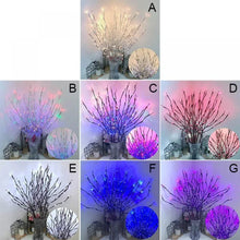 Lighted LED branch options shown in warm, cool white, and multicolor twigs for vases
