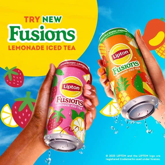 Lipton Fusions Pineapple Mango Lemonade Iced Tea, 16 fl oz Can 12 Pack