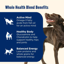 Whole health blend benefits graphic with active mind, healthy body, and balanced energy