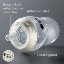 Anti-colic baby bottle valve detail with leakproof design