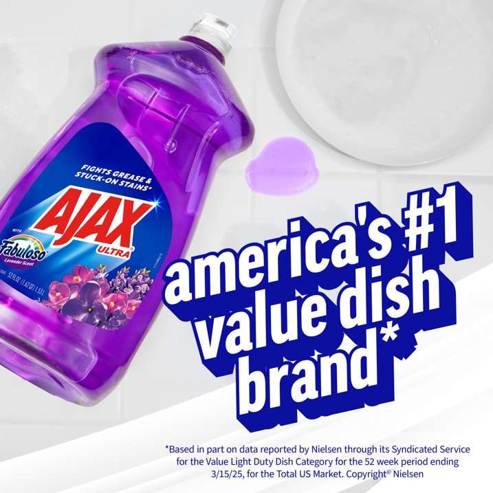 Ajax Ultra Liquid Dish Soap with Fabuloso Lavender Scent, Easy-Flip Cap, 52 fl oz Bottle