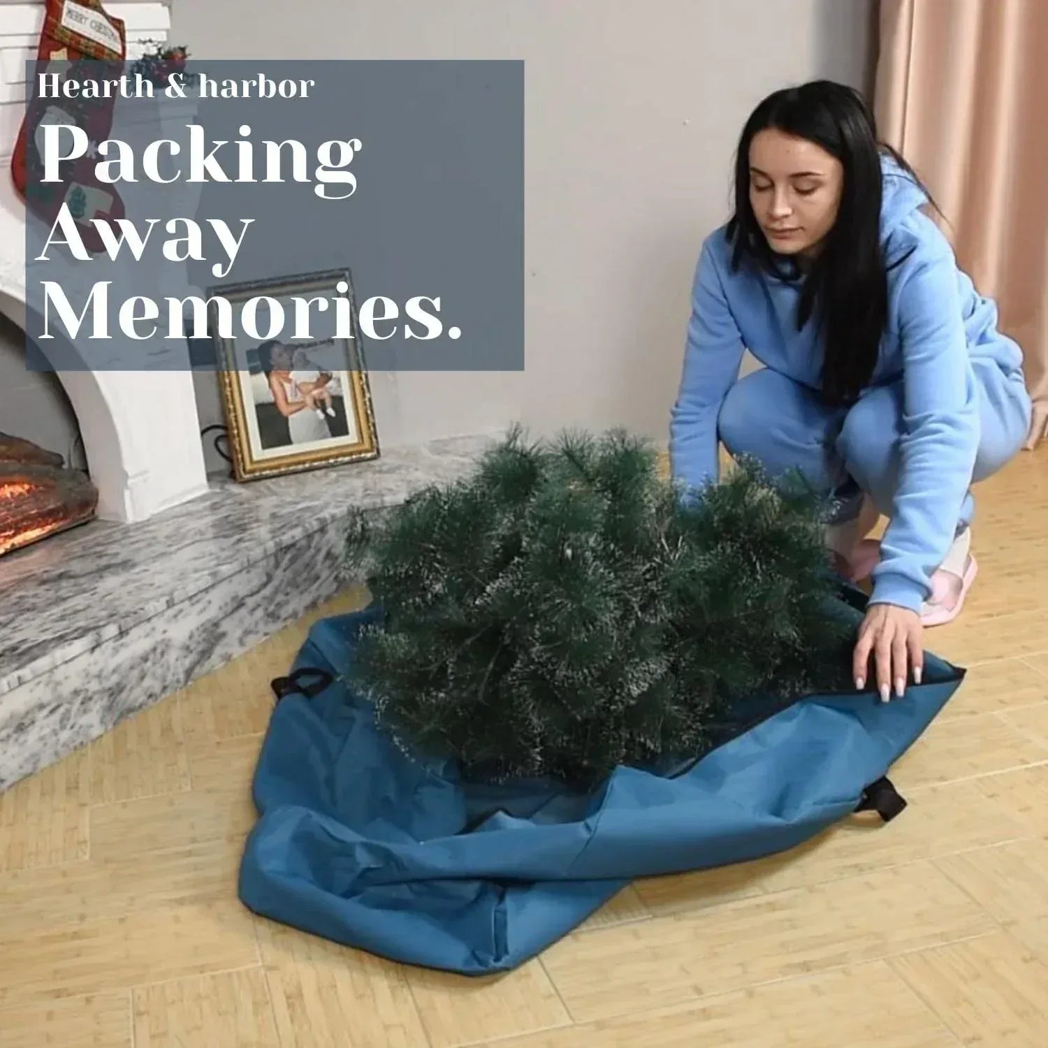 Hearth & Harbor Christmas Tree Storage Bag made from Durable Fabric, Fits up to 7.5 ft Holiday Trees