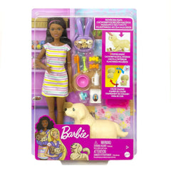 Barbie Pets Doll & Newborn Pups Playset with Mom Dog, 3 Color-Change Puppies & Accessories, Brunette - USA MEGA SHOP