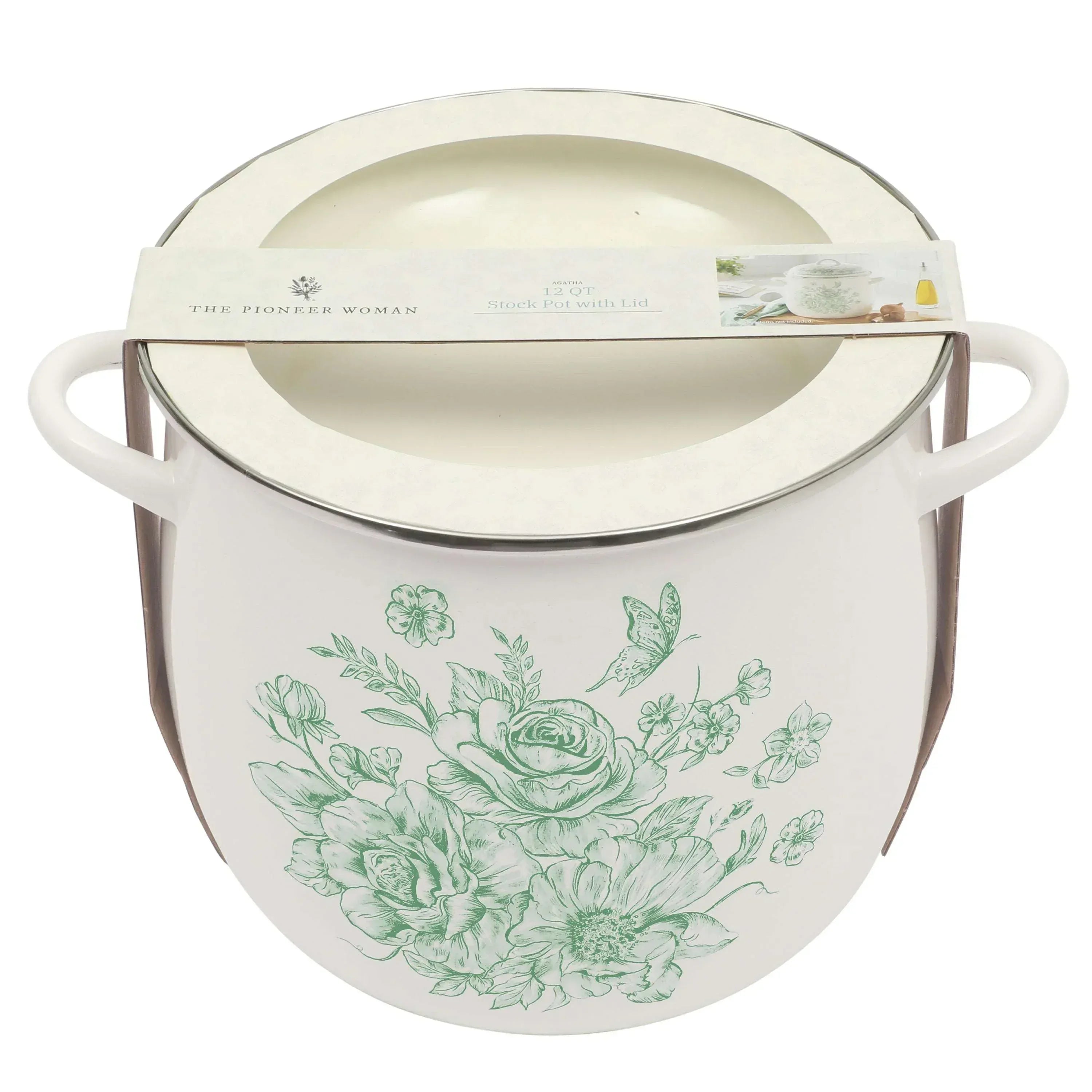 The Pioneer Woman Agatha 12-Quart Enamel on Steel Stock Pot