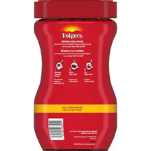 Folgers Classic Roast instant coffee crystals jar, red label back with barcode