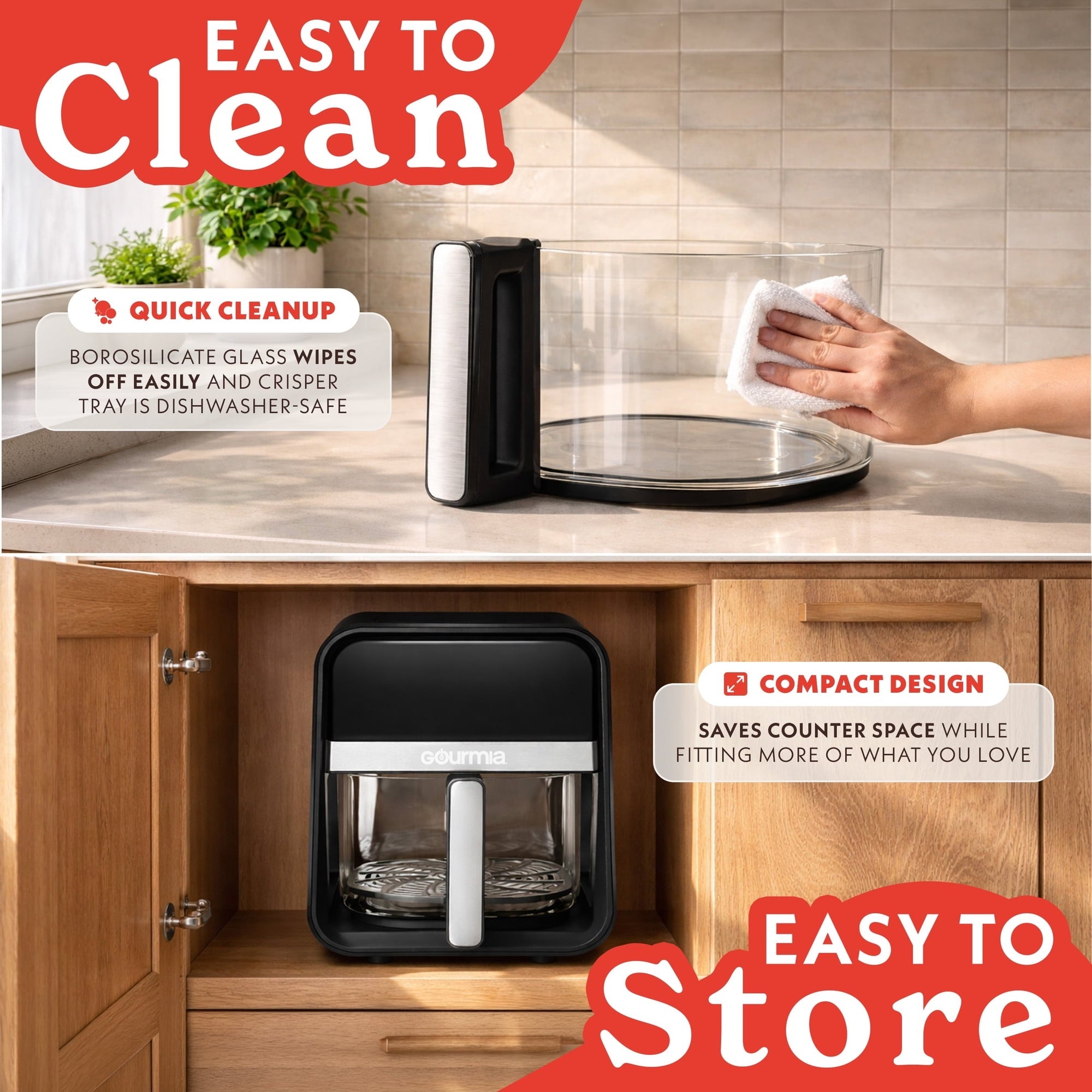 Gourmia 7-Quart Digital Air Fryer with Glass Basket and 12-One Touch Cooking Presets